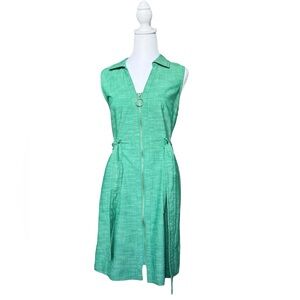 Sharagano Women's shamrock green Sleeveless Front Zip Midi Shirtdress